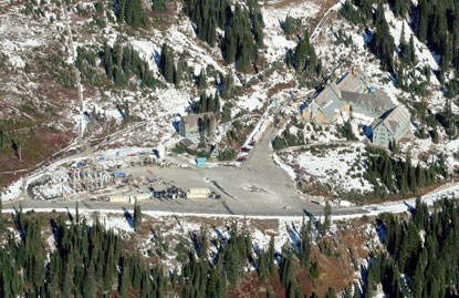 Construction of new Henry M. Jackson Visitor Center (left) and rehabilitation of Paradise Inn, Mount Rainier National Park, Washington.