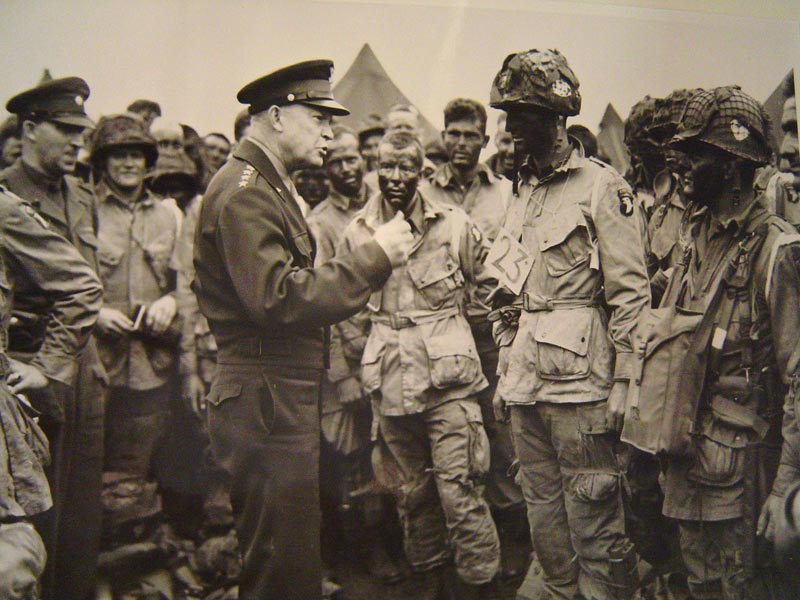 General Eisenhower addressing the 101st Airborne Division on the eve of the D-Day invasion, June 5, 1944.