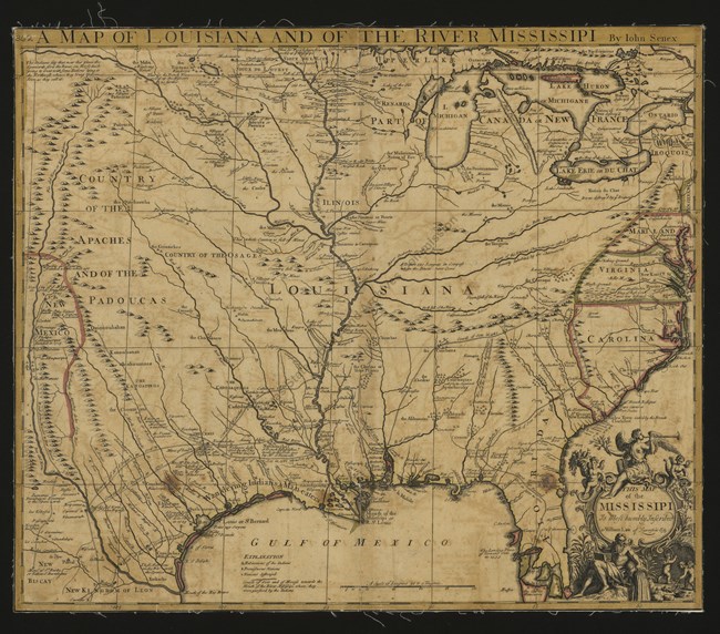 A historic map of Louisiana and the Mississippi River area, full description below.