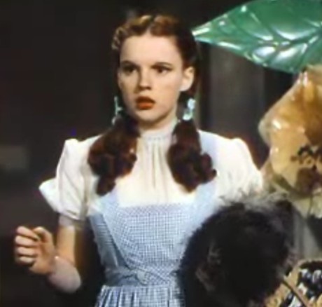 Dorothy, in costume, from the Wizard of Oz.