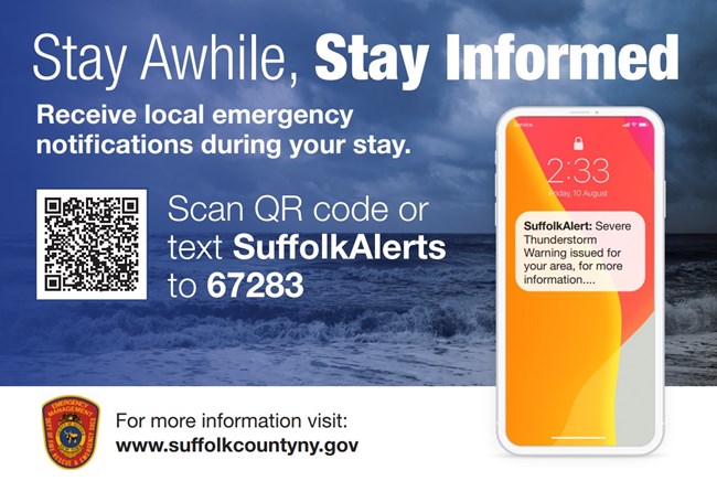 A graphic advertising Suffolk Alerts notifications.