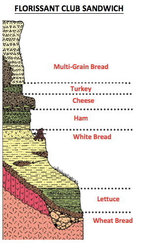 A diagram showing how the rock layers will be represented by different parts of the sandwich.