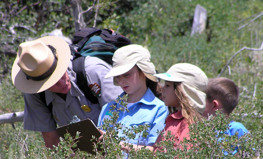 Ranger John with Junior Rangers on Nature Trail