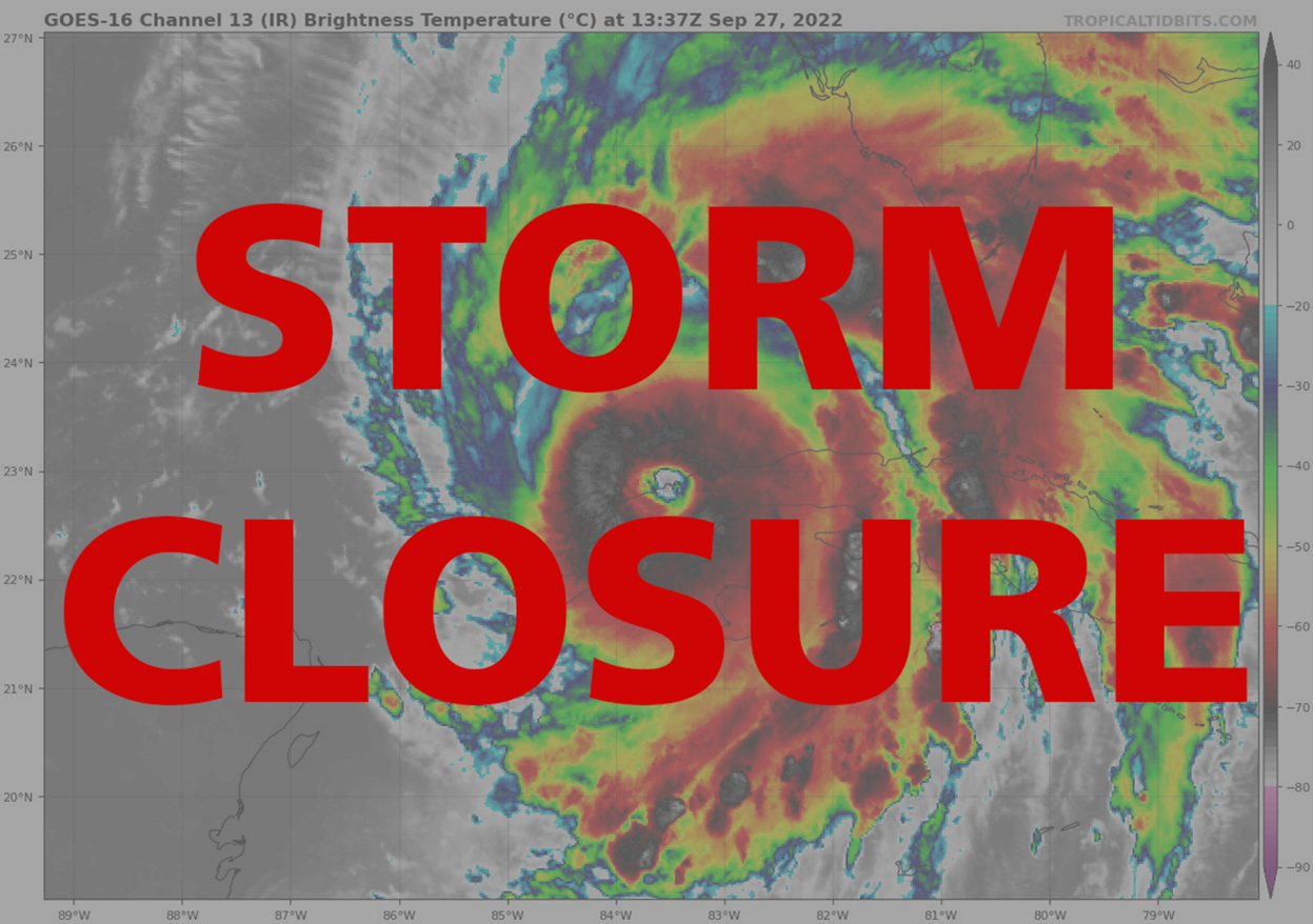 A storm closure graphic