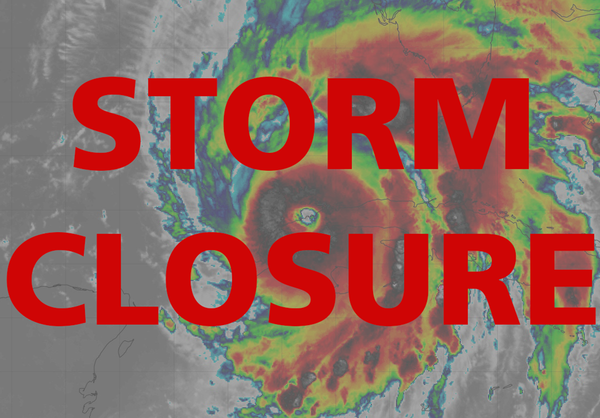 A storm closure graphic