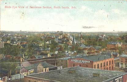 aerial view of residential Fort Smith from early 20th century postcard