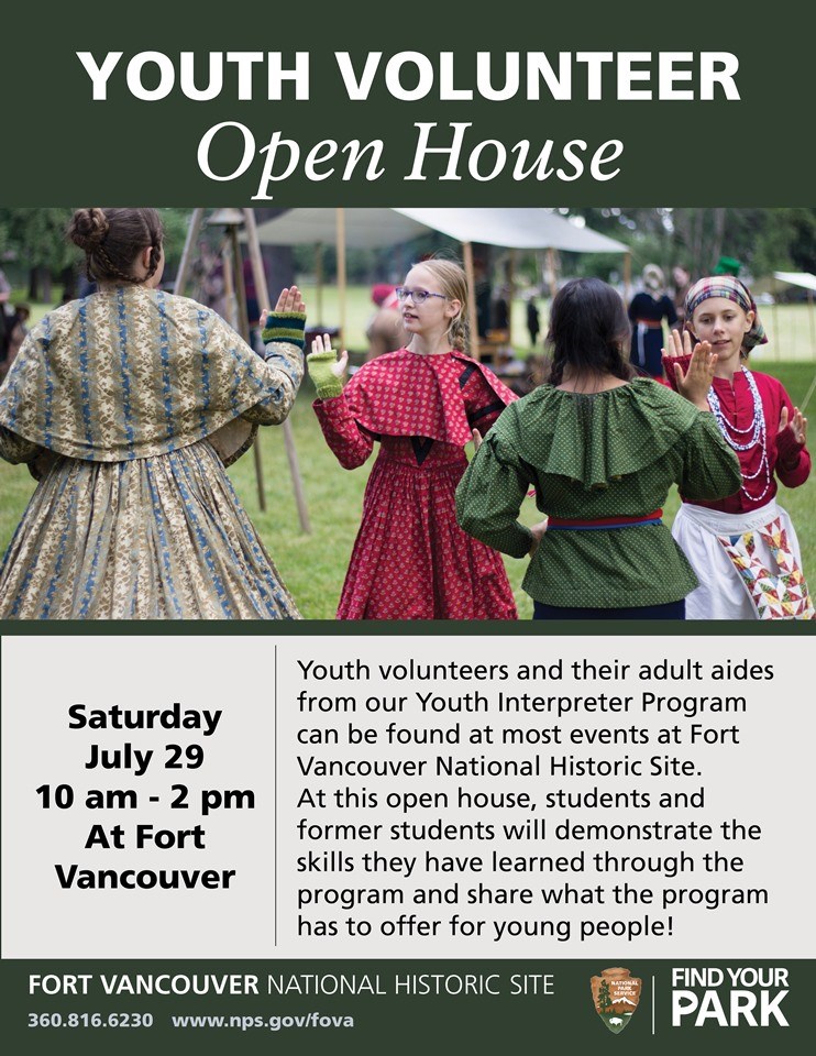 Poster showing information on open house and image of Dame School students dancing