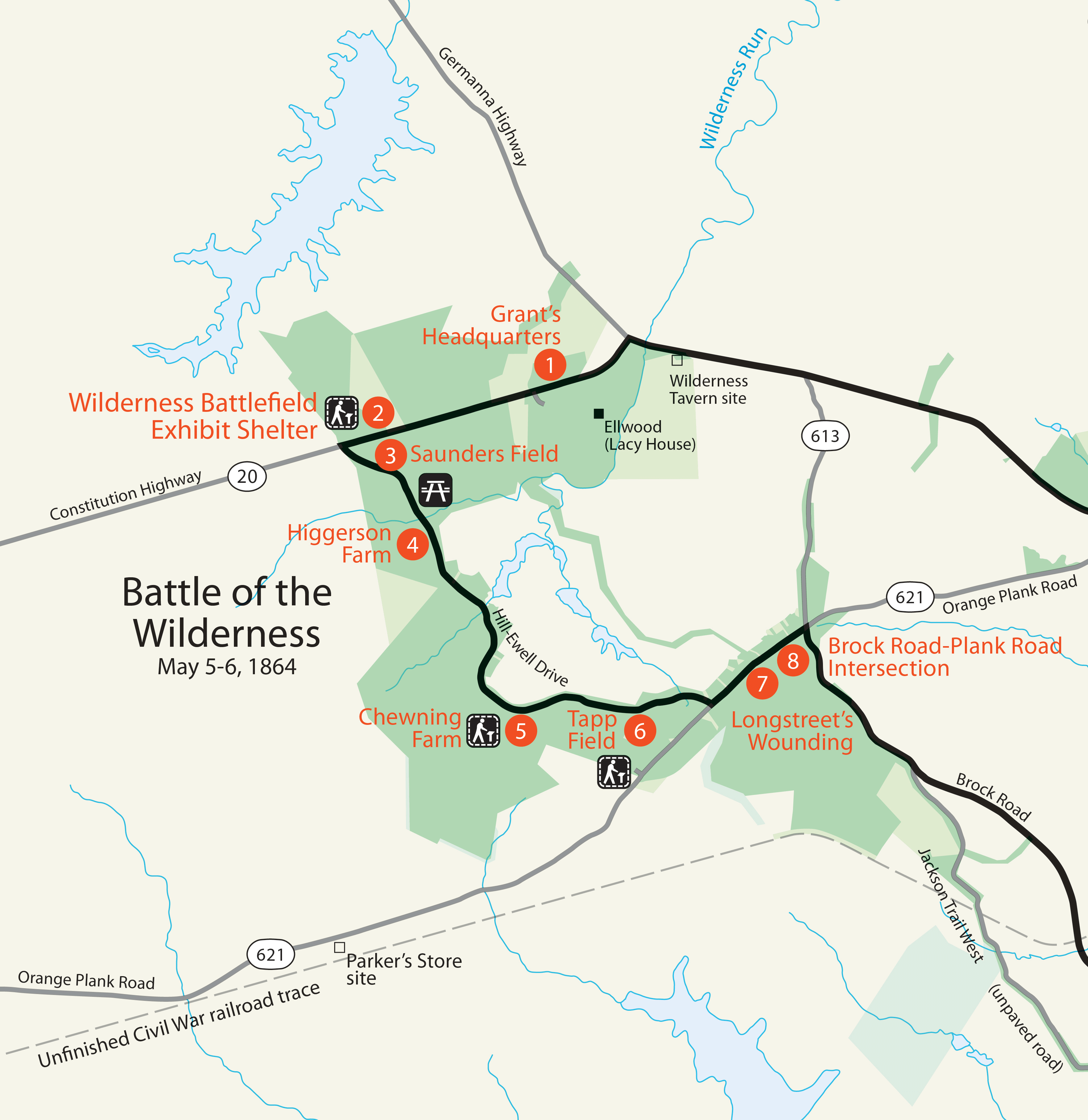 Map of Wilderness Battlefield