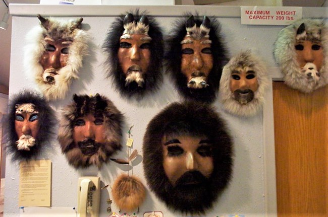 Anauktuvuk Pass Nunamuit masks on display Anauktuvuk Pass Nunamuit masks on display
