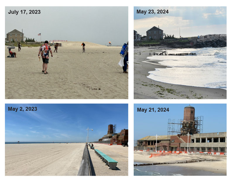 2 photos from 2023 compared to 2 from 2024 to show the erosion that has occurred.