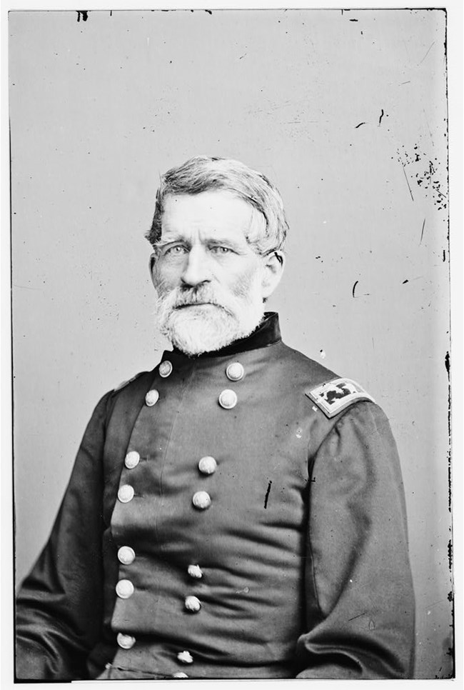 General Lysander Cutler, wearing a U.S. officer's uniform, sits for a photograph