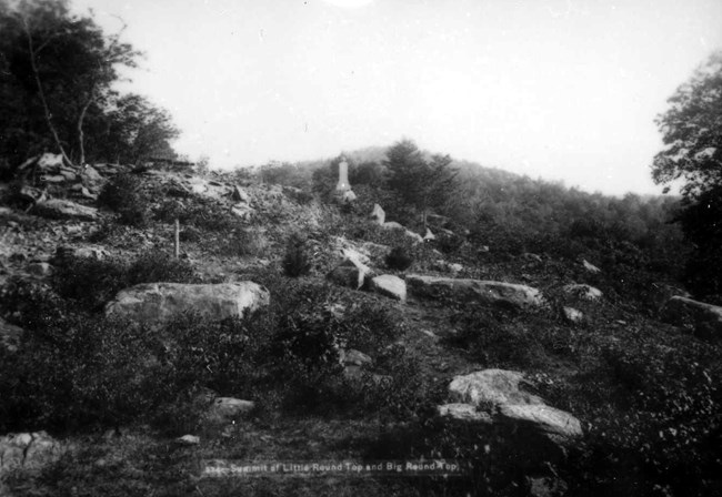Little Round Top Tipton A black and white image of Little Round Top