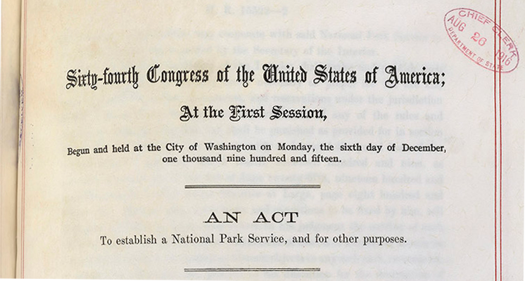 Congressional record of the 64th Congress of the United States creating the National Park Service