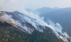 Aerial view of Hay Creek Fire taken on 7-23-2021