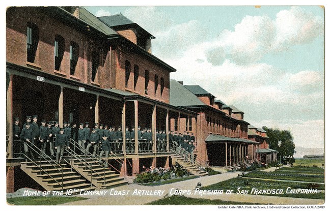10th Coast Artillery Corps at the Montgomery St Barracks, Presidio of San Francisco