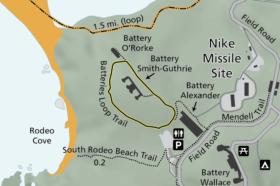 Battery Loop Trail Map Map of the Batteries Loop Trail