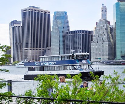 East River Ferry is a commercial service that stops at Governors Island on the weekends.