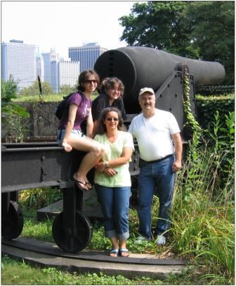 Steve de Carteret and family visiting their former backyard...the cannons at Fort Jay.