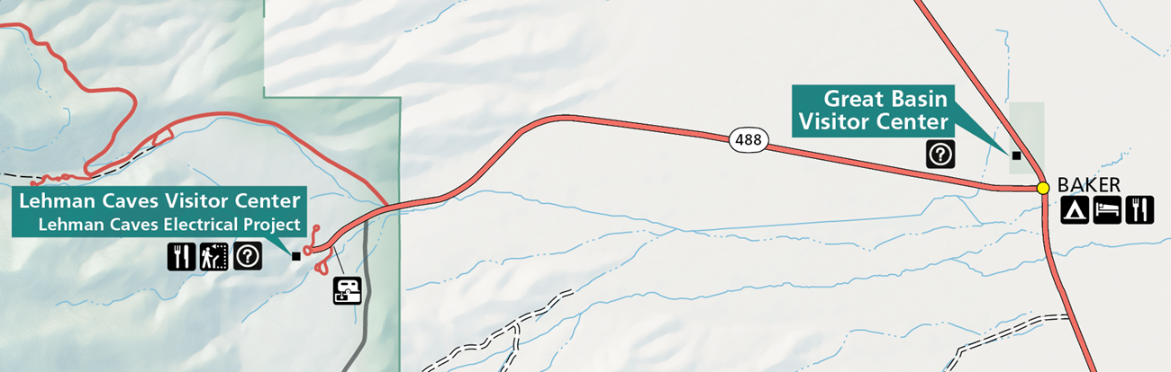Ongoing Project Map Showing Lehman Caves Visitor Center with the Lehman Caves Electrical Project highlighted