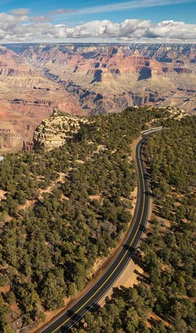 hermit road canyon scenic grand rim background rest aerial park route west trail nps grca gov management learn historic