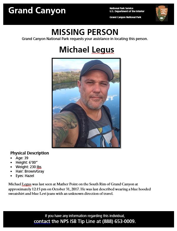 Missing person Michael Legus, 6 feet tall, 230 lbs, brown/gray hair, hazel eyes