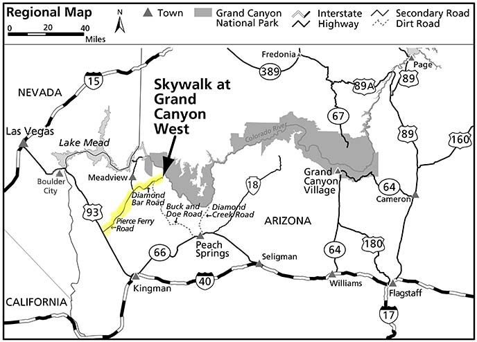 Map Grand Canyon West Rim The Hualapai Tribe and Skywalk   Grand Canyon National Park (U.S. 