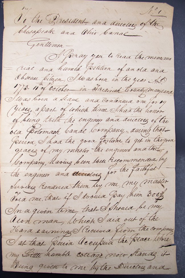 Photograph of a handwritten letter page 1