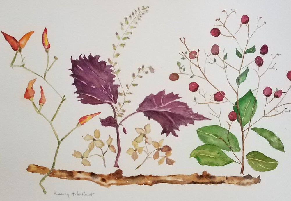 Mini Nature Khadi Paper Paintings Flowers Leaves A8 Original Art