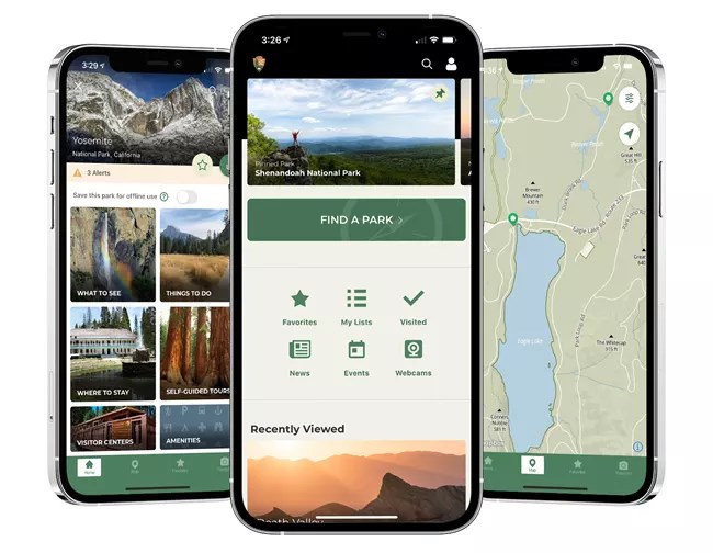 Smart phones displaying the NPS app