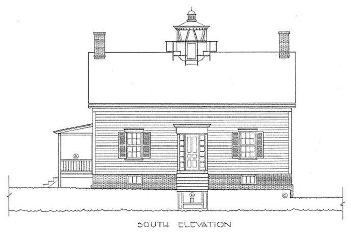 Jones Point Lighthouse Architectual Drawing, South Elevation