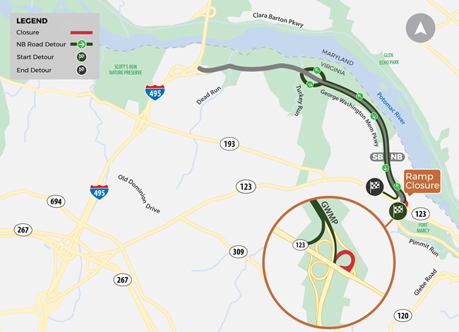 Detour map for 123 Interchange