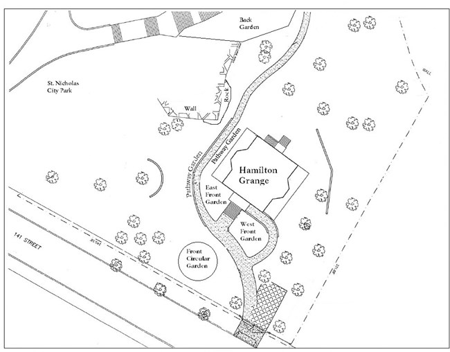 Map of the gardens surrounding Hamilton Grange National Memorial