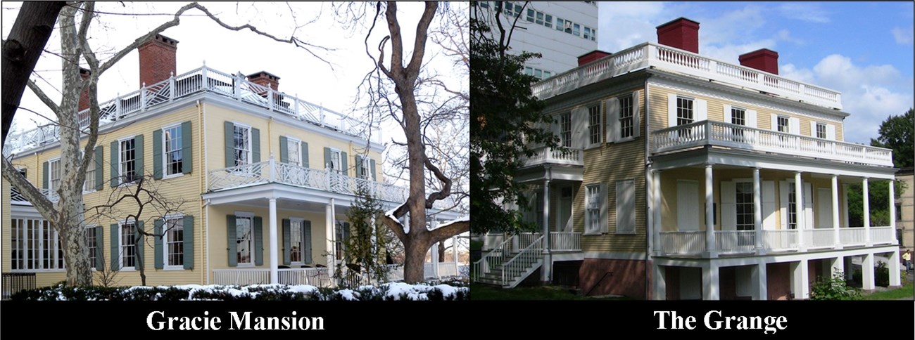 Images of Gracie Mansion and The Grange, side by side.