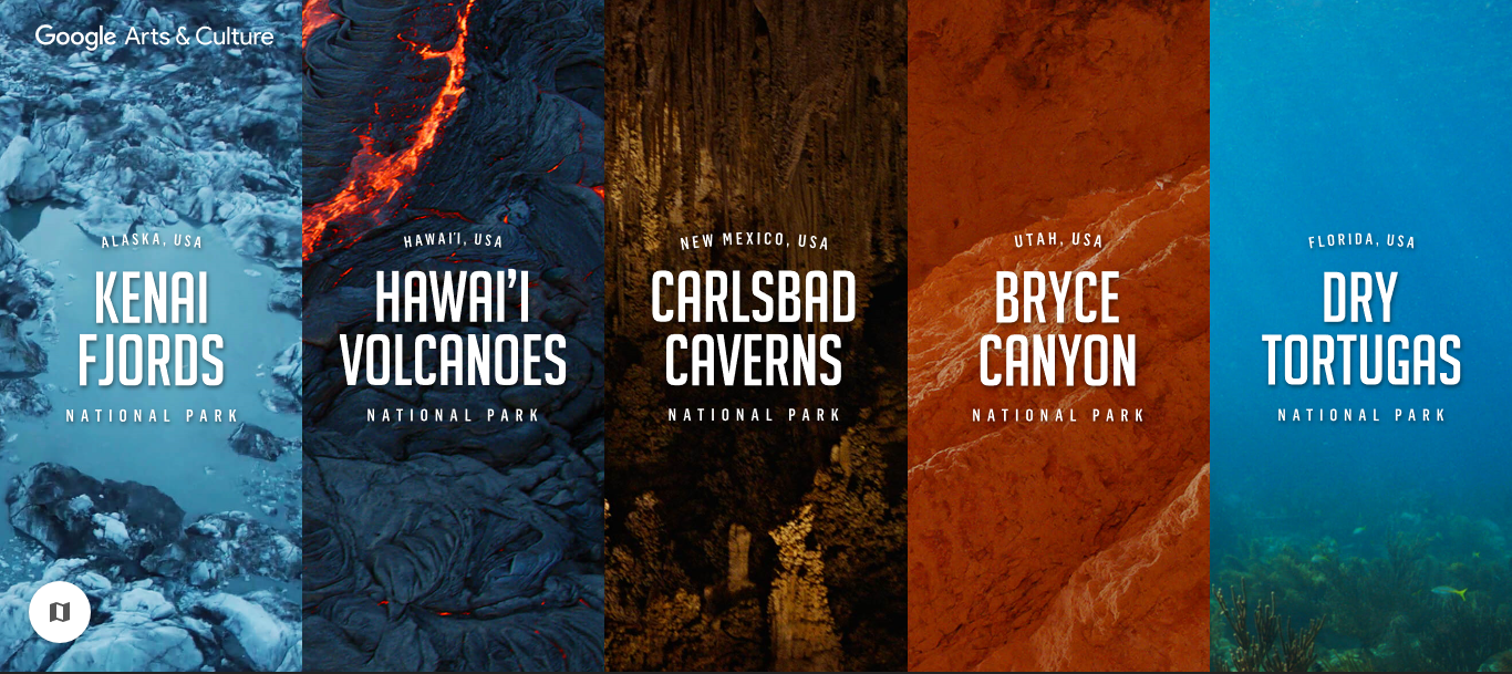 Banner with several different national parks names