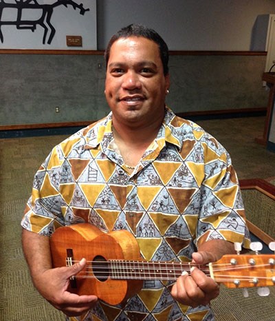 Musician Kai Ho‘opi‘i at Kīlauea Visitor Center auditorium