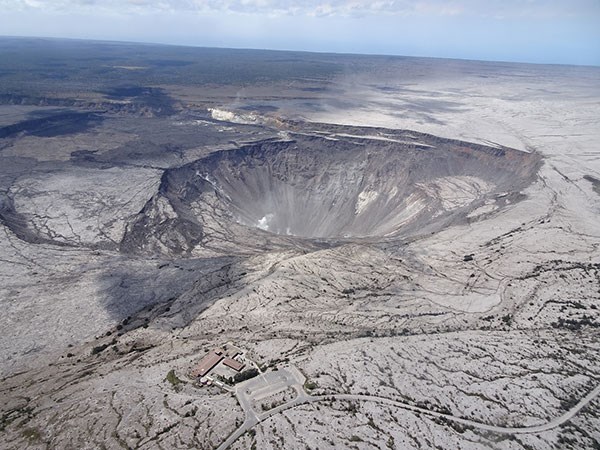 Aerial view of Kīlauea’s summit on July 13, 2018