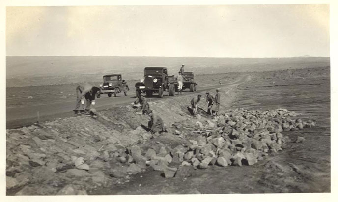 Members of the CCC perform rock work along Crater Rim Drive in Hawai‘i Volcanoes National Park