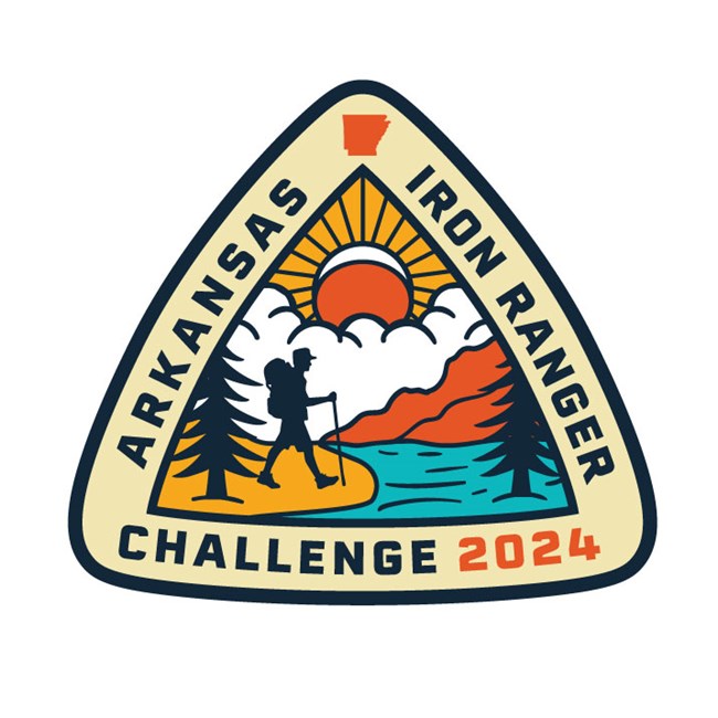 A triangular graphic with "Arkansas Iron Ranger Challenge 2024"