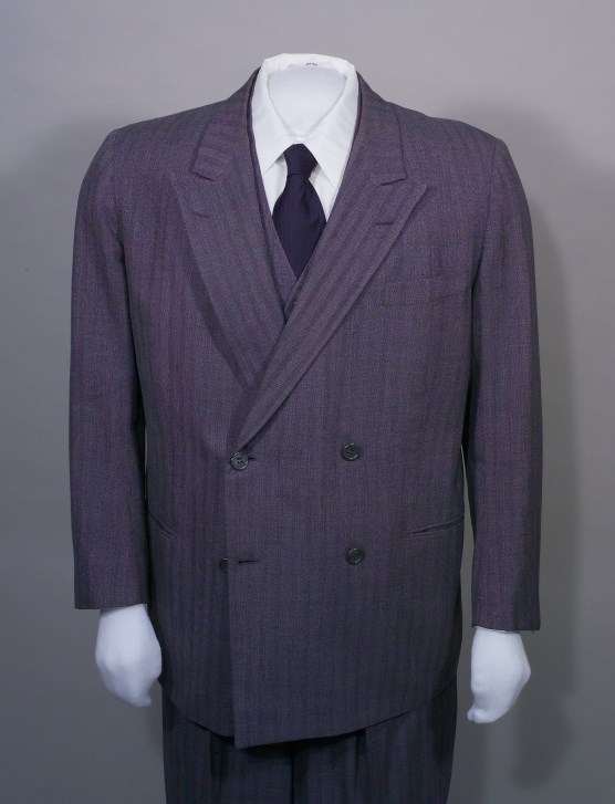 Navy and gray herringbone suit, HSTR 3861.