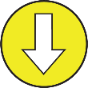 Down arrow in yellow circle with solid outer ring.