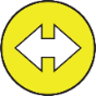 No-trend arrow in yellow circle with solid outer ring.