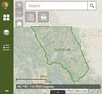 Landscape Dynamics Visualizer showing landcover in Glacer NP.