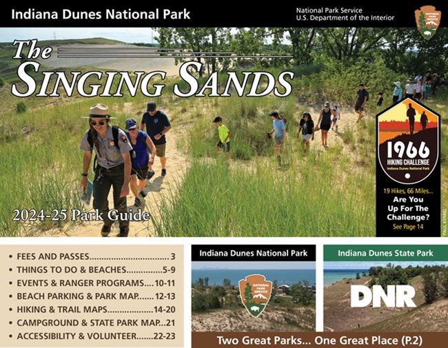 Cover of the 2024-25 Indiana Dunes National Park Guide and Newspaper.