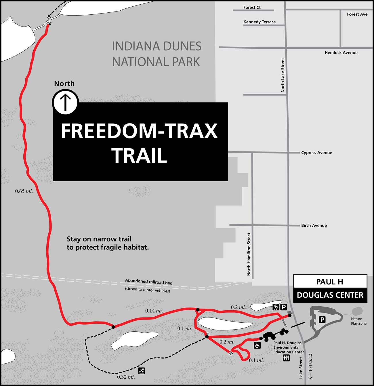 A picture of the Freedom TRAX Trail map.