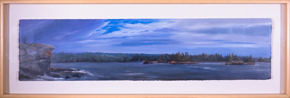 Artwork shows a lake scene