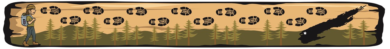 A graphic banner of a hiker walking across a forested landscape. An Isle Royale map is on the right.