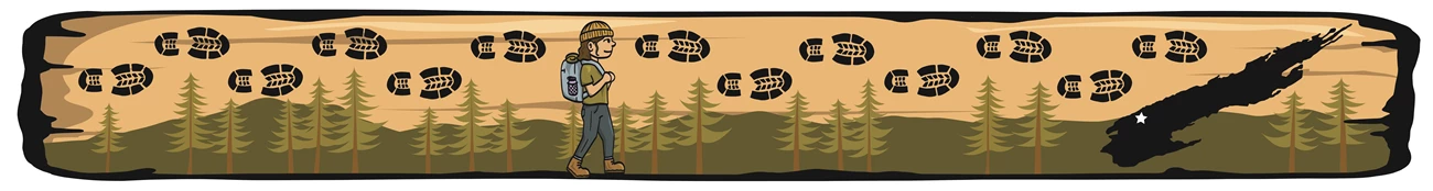 A graphic banner of a hiker walking in a forested landscape. A map of Isle Royale is on the right.