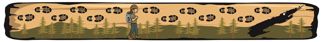 A graphic banner of a hiker walking in a forested landscape. A map of Isle Royale is on the right.