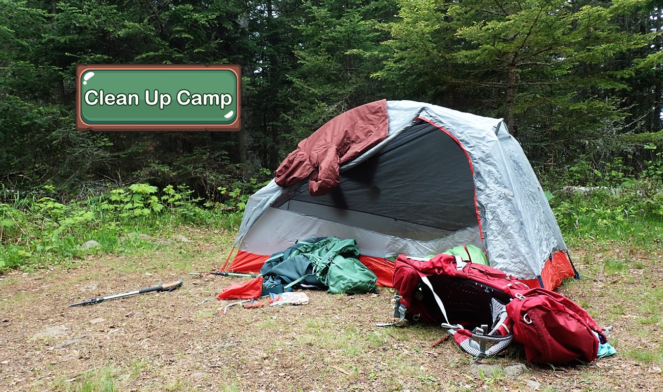 A messy campsite.