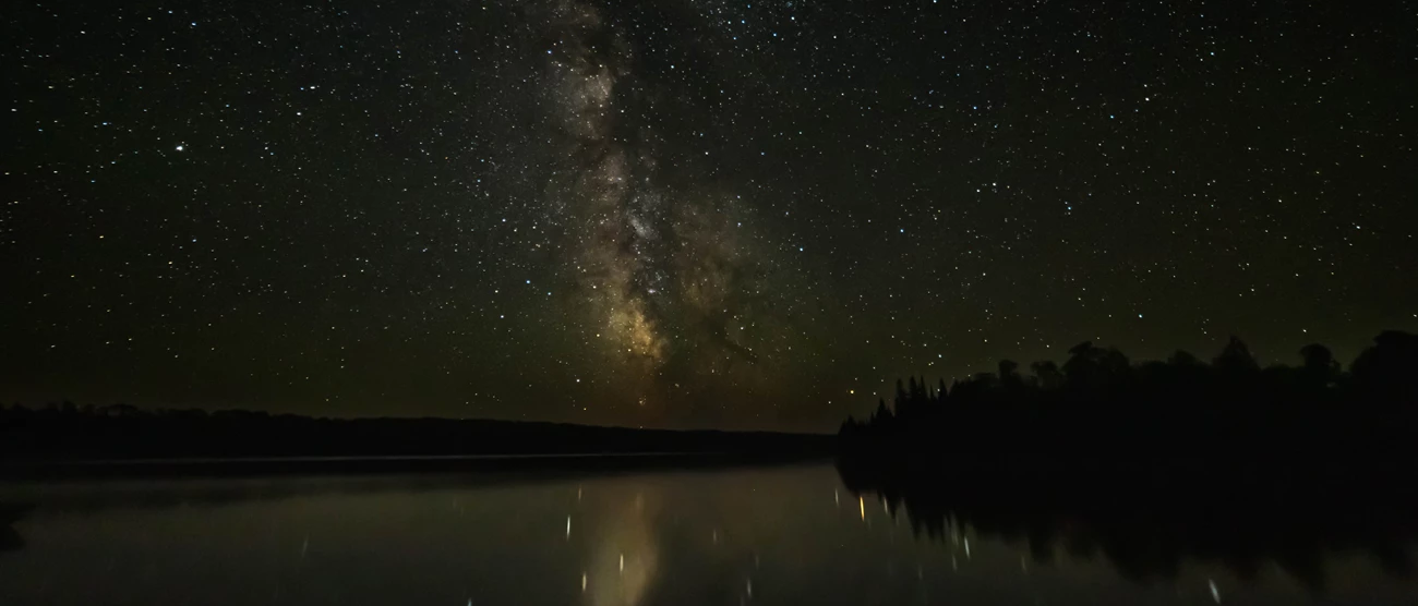 A starry night sky.